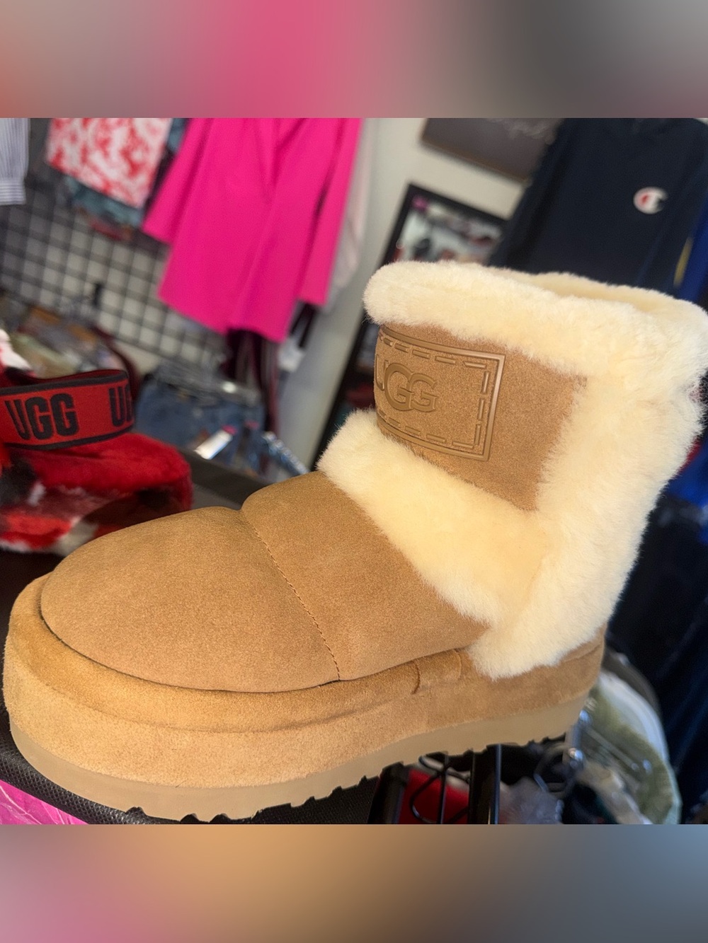 UGG Kids Chestnut Suede Shearling Boot